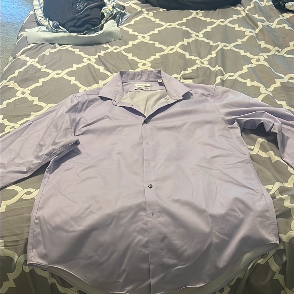 Calvin Klein Purple Casual Button Down Shirt